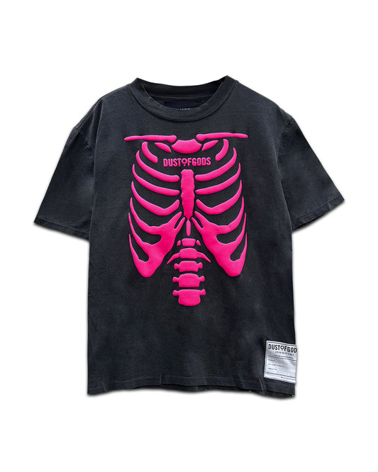 Charcoal and Pink Skull & Bones Tee